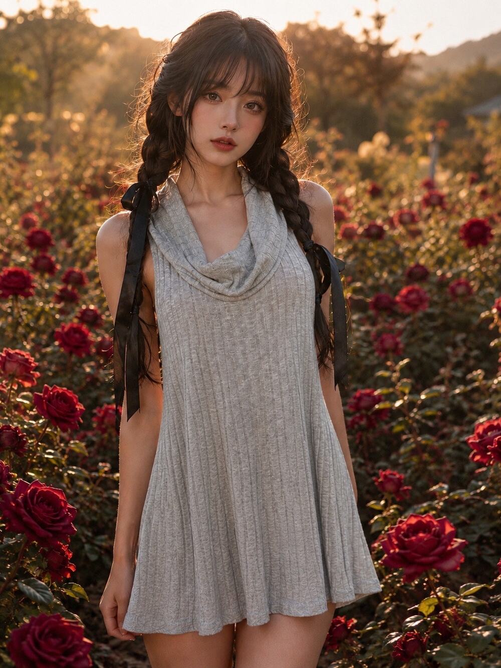 Chasing the clouds slouchy soft drapey cowl ribbed tunic sleeveless sweater Sm
